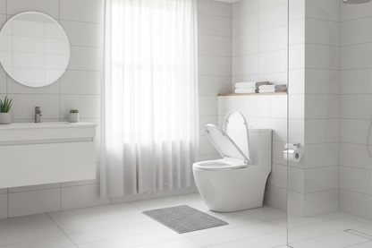 Asiento de poceta Ferco instalado en baño moderno - Ambiente real