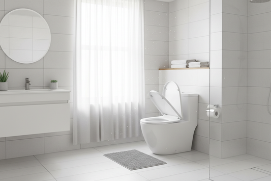 Asiento de poceta Ferco instalado en baño moderno - Ambiente real