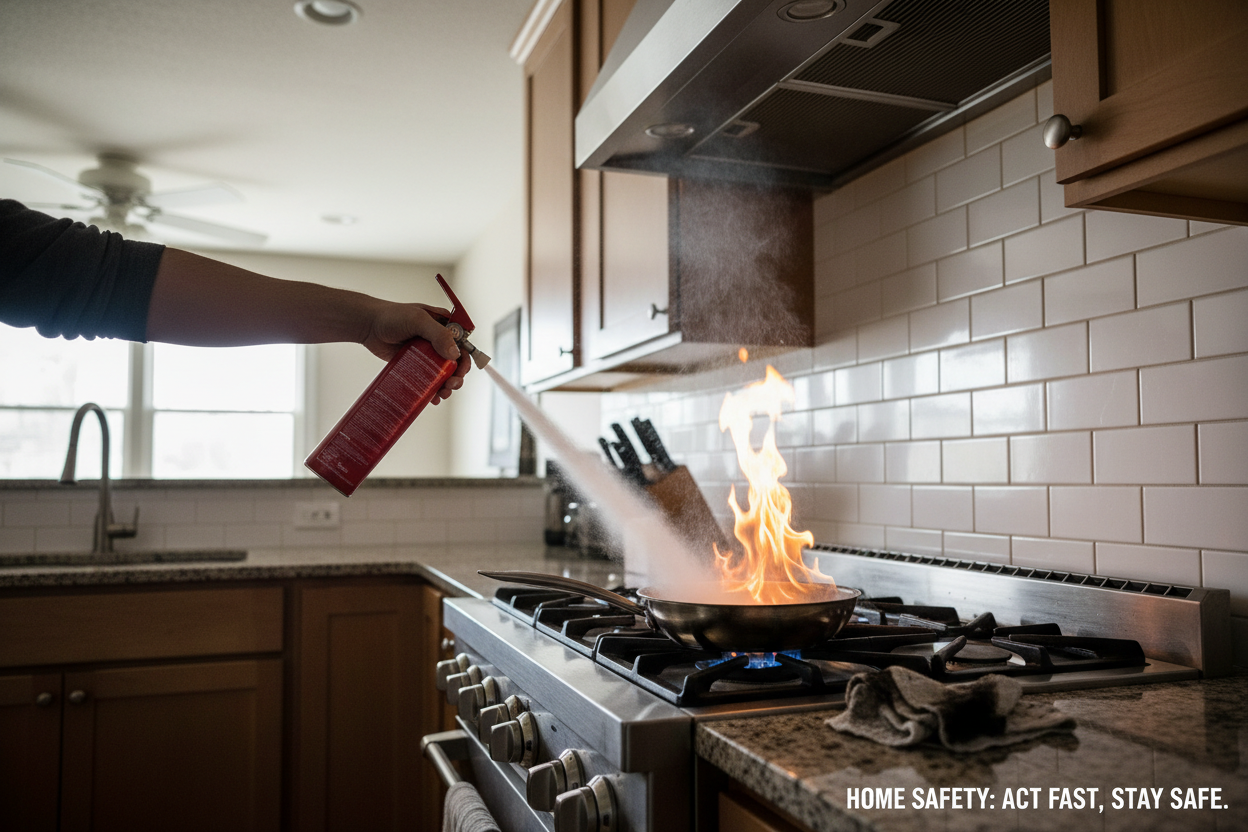 Uso de extintor en aerosol para apagar fuego en emergencia vehicular