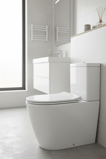 Vista lateral del asiento de poceta Ferco instalado