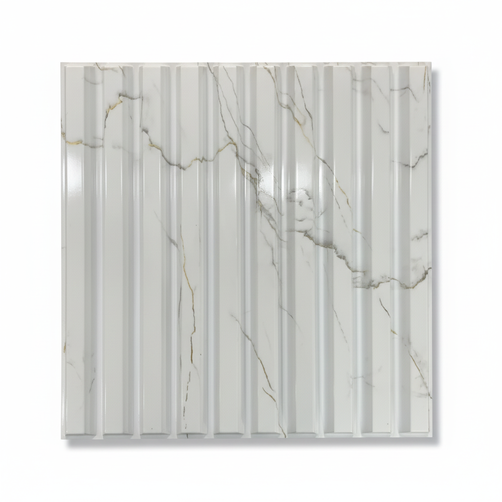 Lámina Panel 3d Decorativo Moderno 50x50 Marmoleada Blanca