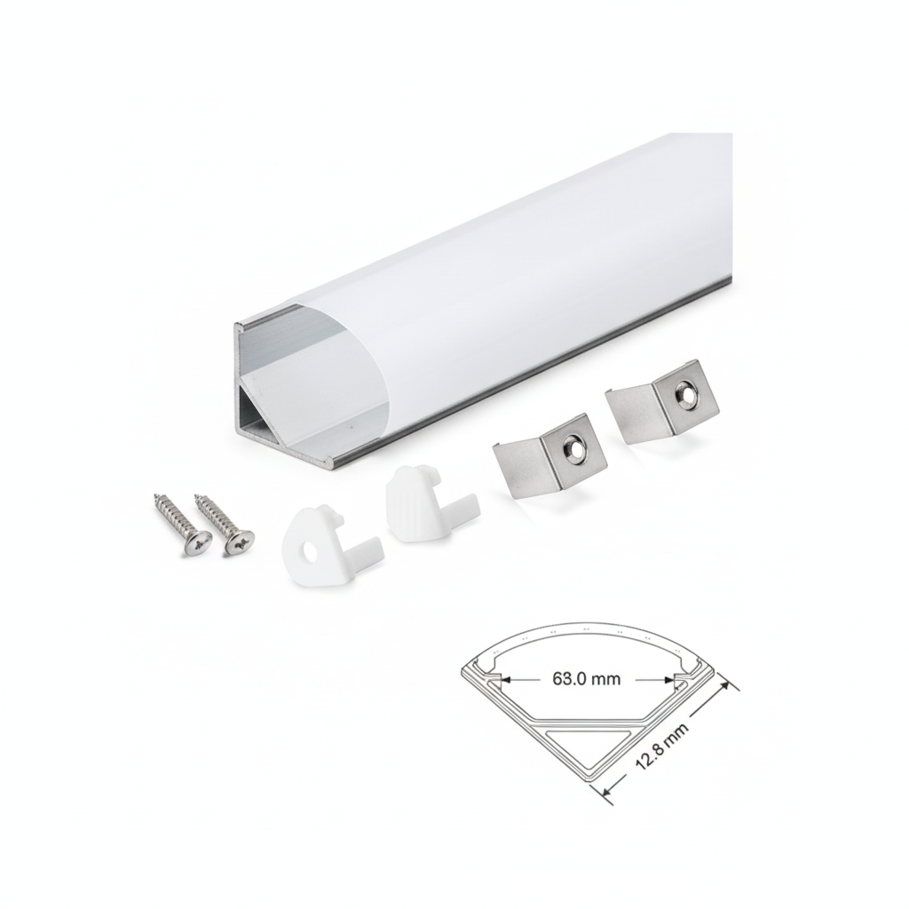 Perfil Led Riel Esquinero Para Cinta Led Aluminio 2 Metros