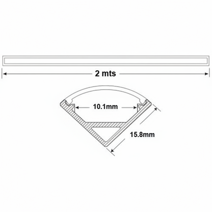 Perfil Led Riel Esquinero Para Cinta Led Aluminio 2 Metros
