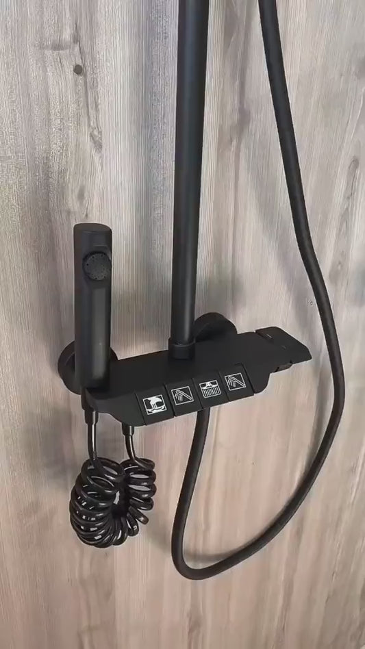 Set De Ducha Tipo Columna Para Baño De Lujo Negra