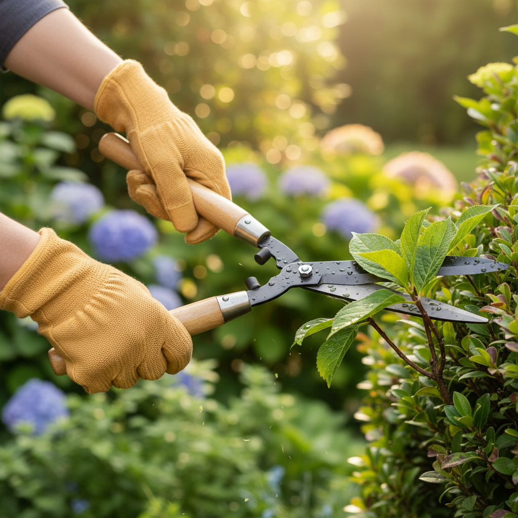 Tijera de poda en uso