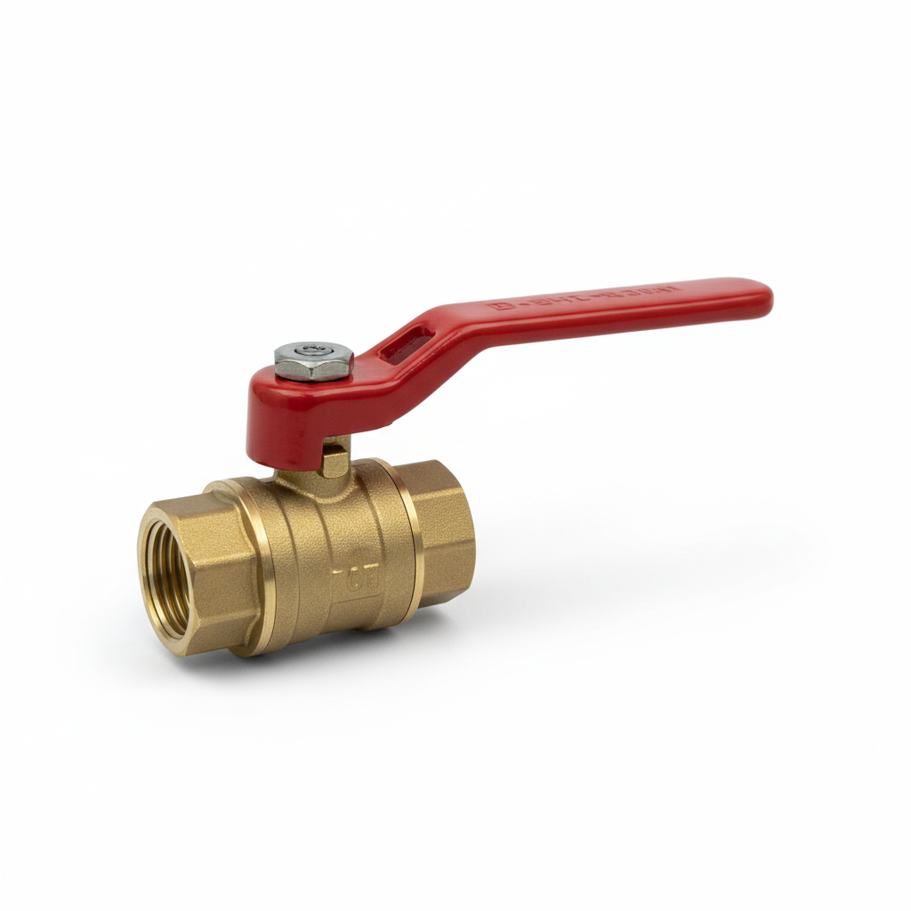 Llave De Paso Bola Bronce 1/2 Manilla Hierro Roja Liviana